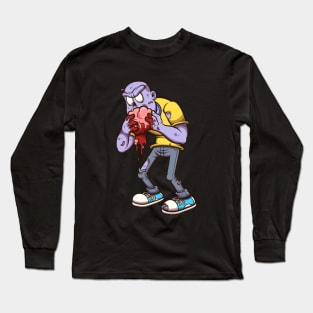 Zombie Eating Brain Long Sleeve T-Shirt